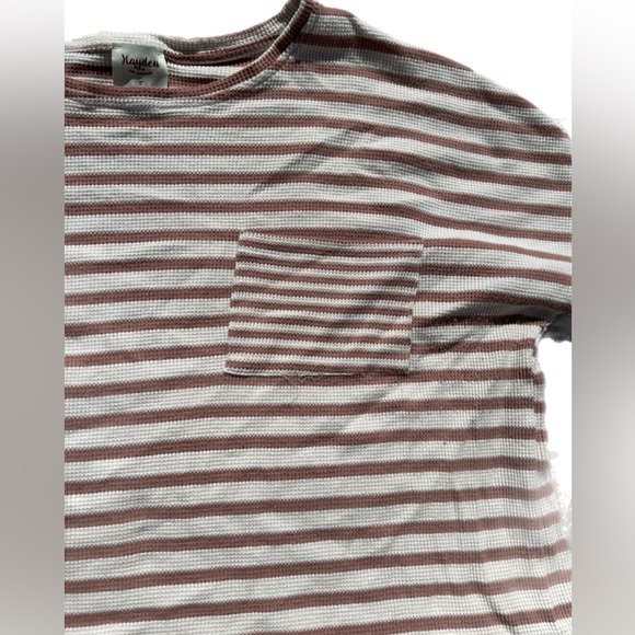 Hayden Los Angeles Waffle Textured Mixed Stripe Oversize Knit Tee Size 3XL - Picture 9 of 11